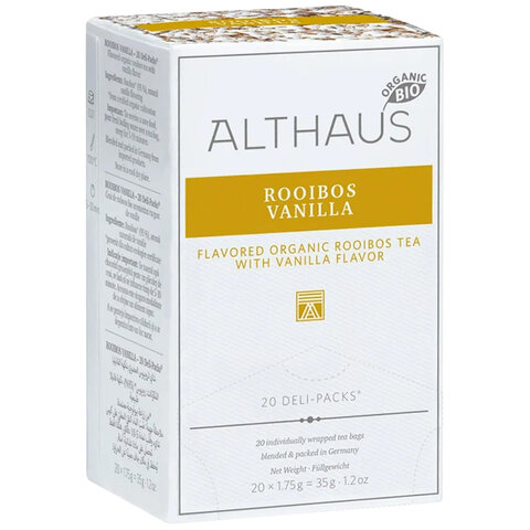 Чай ALTHAUS «Rooibos Vanilla» фруктовый, 20 пакетиков в конвертах по 1.75 г, ГЕРМАНИЯ