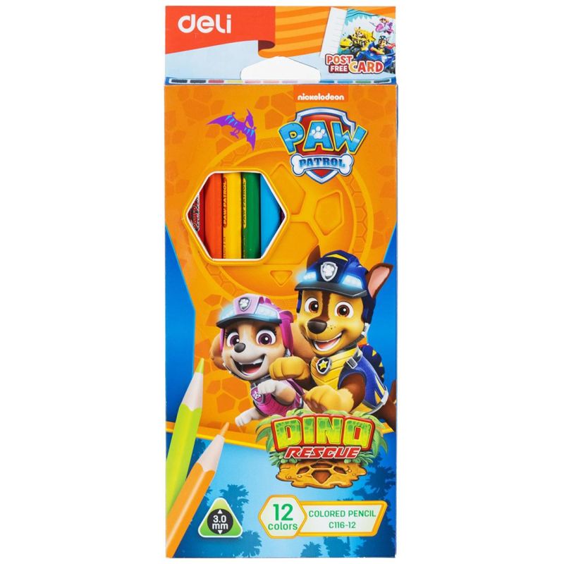 превью Карандаши цветные Deli Paw Patrol трехгран, заточен,12цв/наб, картон EC116-12