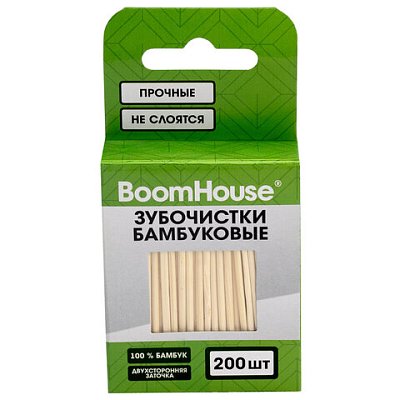 Зубочистки бамбуковые 200 шт. в коробке с подвесом, BOOMHOUSE (БУМХАУС)