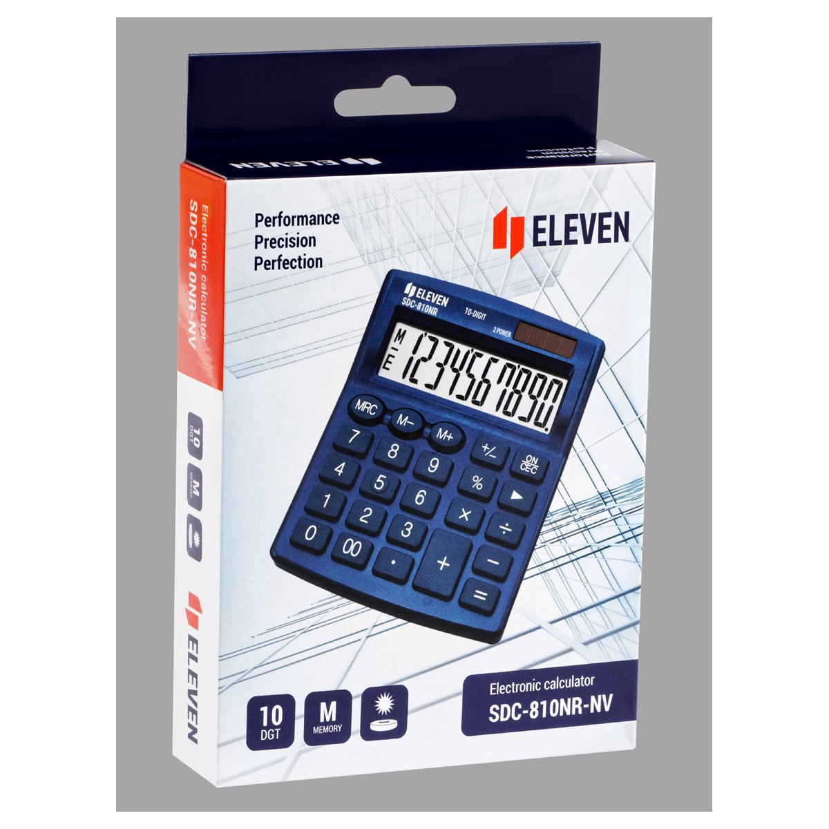 Калькулятор настольный Eleven SDC-810NR-NV, 10 разрядов, двойное питание, 127×105×21мм, темно-синий