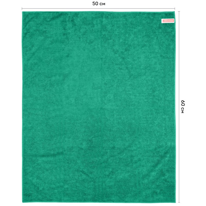 Тряпка для мытья пола OfficeClean «Премиум», зеленая, микрофибра, 50×60см, индивид. упаковка