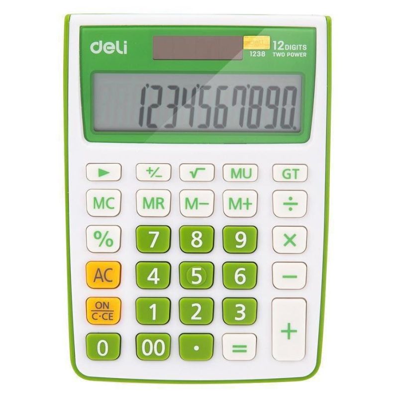Калькулятор настольный Deli E1238/GRN зеленый 12-разр