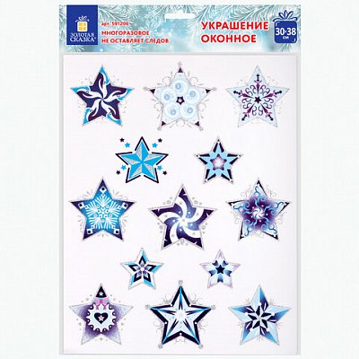 Украшение для окон и стекла ЗОЛОТАЯ СКАЗКА «Синие снежинки 4», 30×38 см, ПВХ