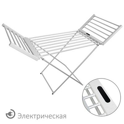 Сушилка для белья напольная, электрическая, раскладная, 3 зоны сушки, алюминиевая, таймер/регулировка темп. 45-70 °С, LAIMA HOME