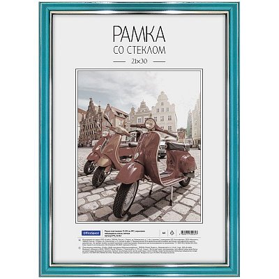 Рамка пластиковая 21×30 см, OfficeSpace, №2, акриловое небьющееся стекло, мятная