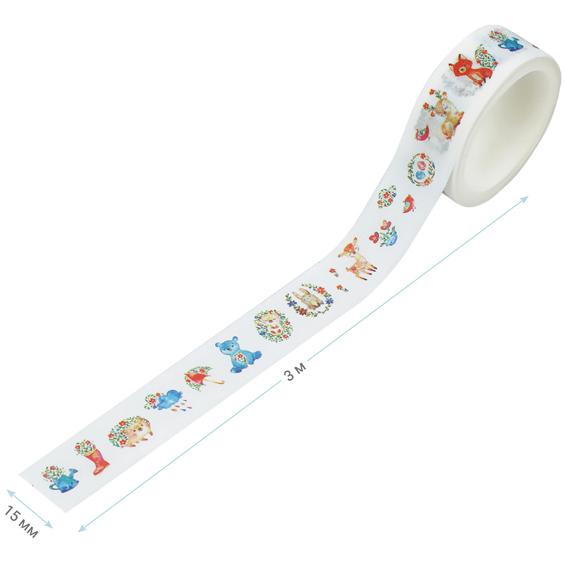 Клейкая лента декоративная MESHU «Cute toys», 1.5 см*3м