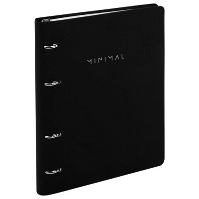Тетрадь на кольцах А5, 175×215 мм, 120 л., под кожу, BRAUBERG VISTA, «Minimal», черный