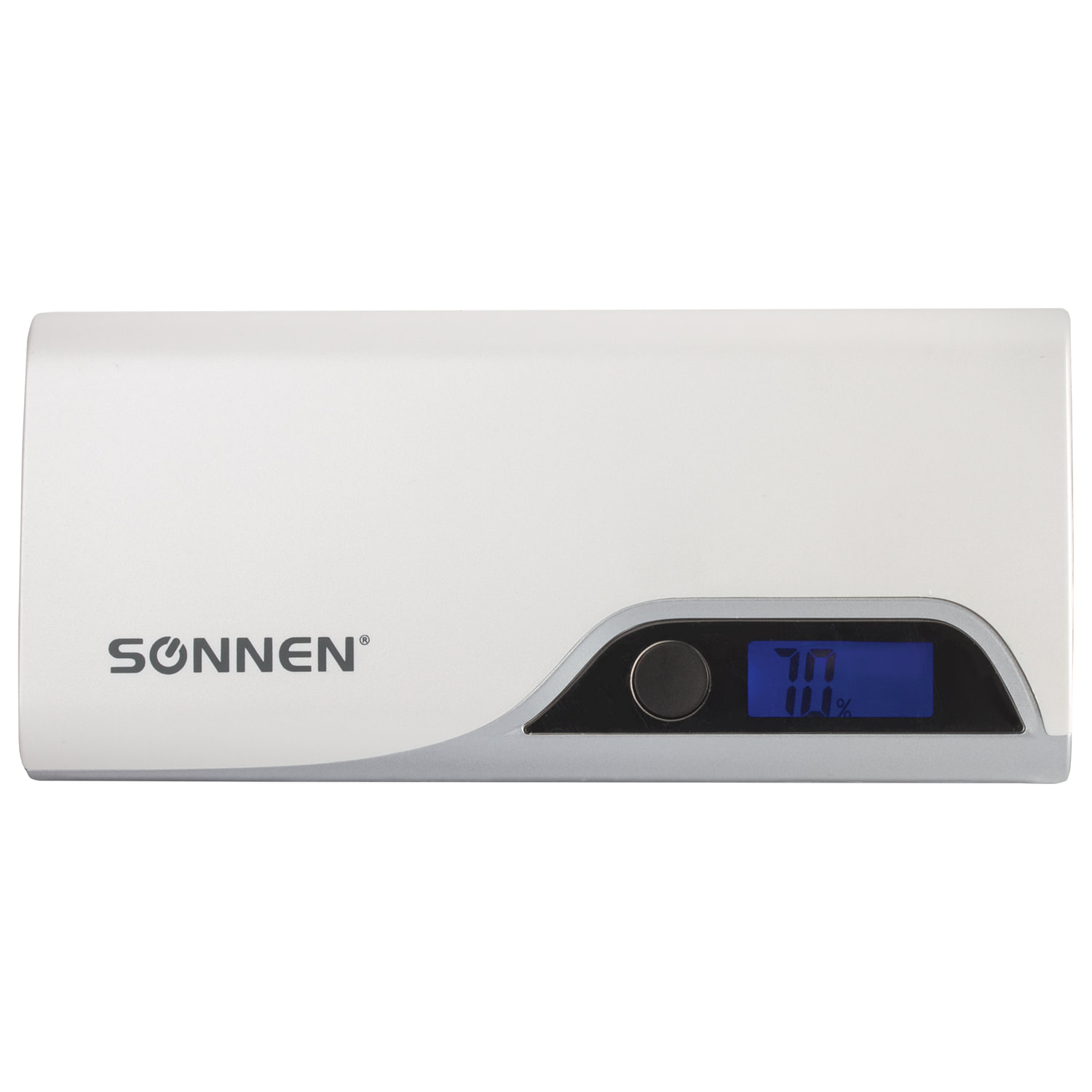 Аккумулятор внешний SONNEN POWERBANK V15S, 10000 mAh, 2 USB, литий-ионный, LED-дисплей, фонарик, белый