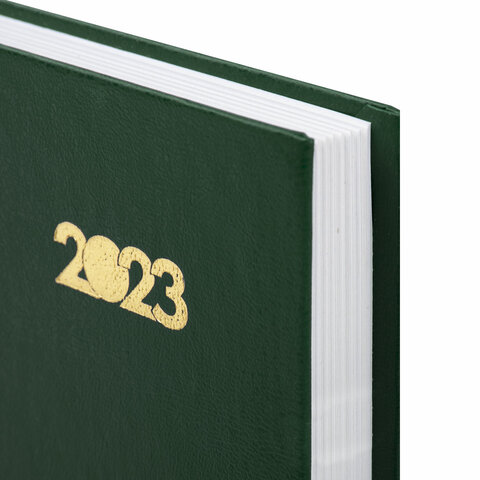 Ежедневник датированный на 2023 (145×215 мм), А5, STAFF, обложка бумвинил, зеленый