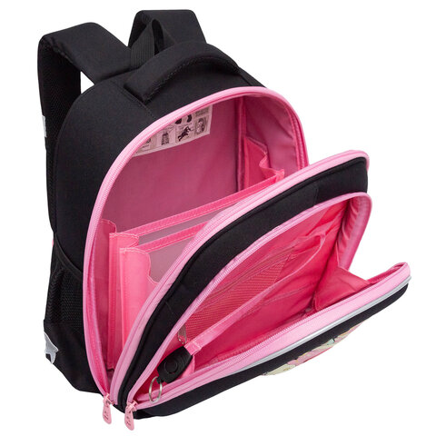 Ранец GRIZZLY анатомическая спинка, c брелоком, для девочек, «YUMMY», 36×28х20 см