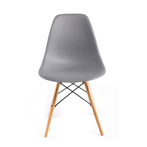 Стулья BRABIX «Eames CF-010», КОМПЛЕКТ 4 шт., пластик серый, опоры дерево/металл, 532632
