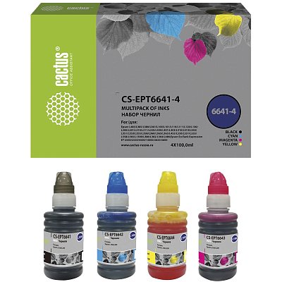 Чернила Cactus CS-EPT6641-4 T664 набор 4×100 мл для Epson L100/L200