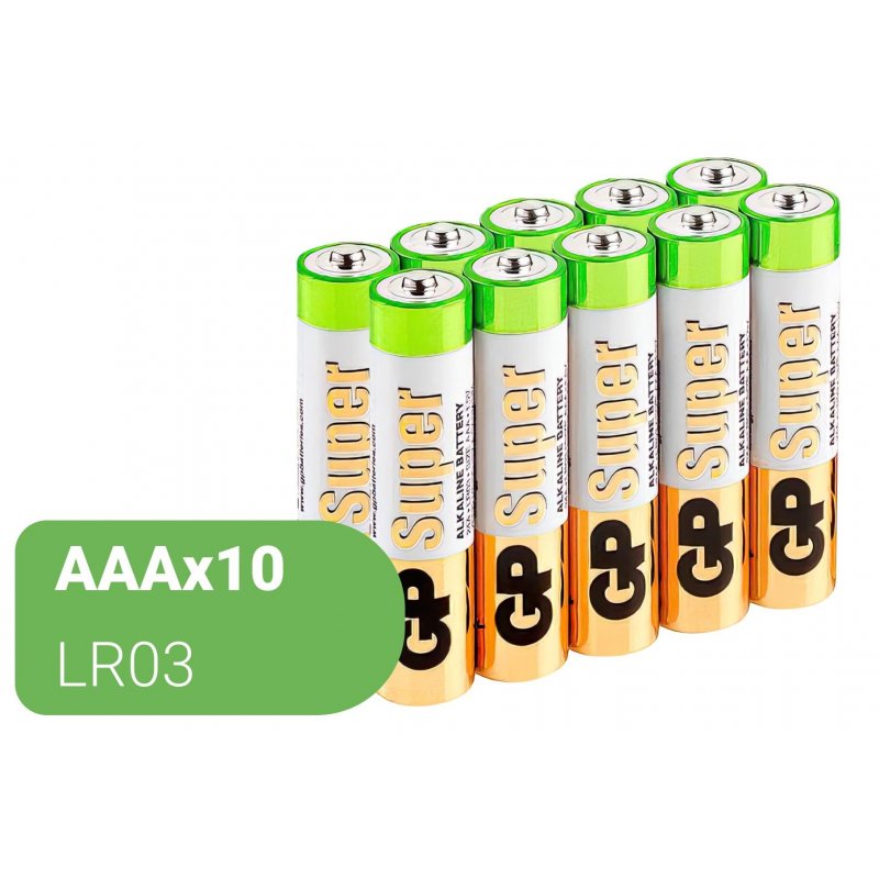Элементы питания батарейка GP Super AAA/LR03/24A алкалин., 10 шт/уп.