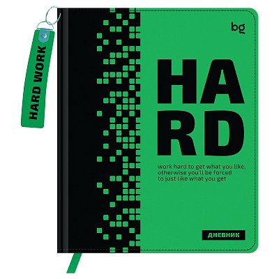 Дневник 1-11 кл. 48л. (твердый) BG «Hard. Green», иск. кожа, печать, брелок, ляссе