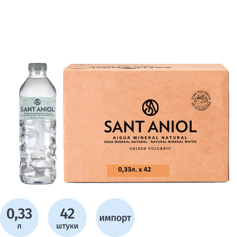 Вода минеральная Sant Aniol природная столовая пит негаз ПЭТ, 0.33л