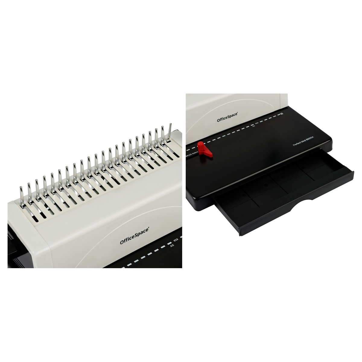 Брошюровщик OfficeSpace BM254 «Perfect bind» для пластиковых пружин, пробивает 25л., сшивает 500л. 