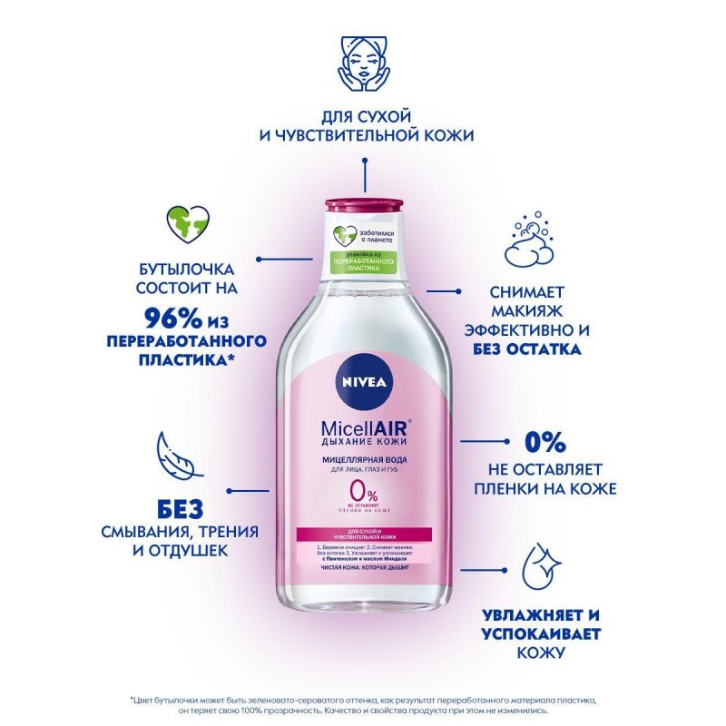 Вода мицеллярная Nivea 3 в 1 смягчающая 400 мл