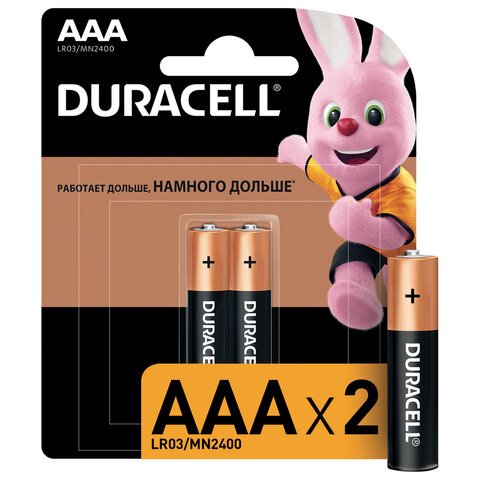 превью Батарейки Duracell AAA/286/LR03, 1.5В, алкалиновые, 2 шт. в блистере