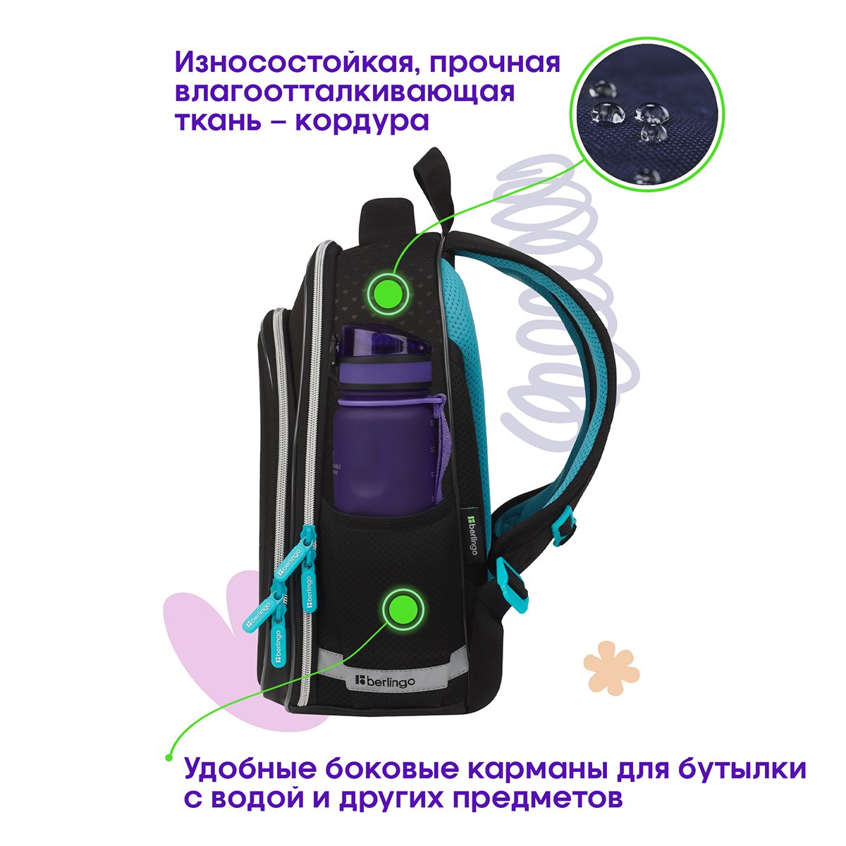 Ранец Berlingo Expert Plus «Glamorous» 38×29×15см, 2 отделения, 2 кармана, анатомическая спинка