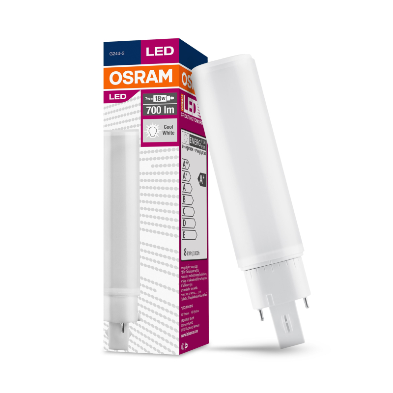 Лампа светодиодная Osram Dulux 7Вт G24D-2 трубка Т 4000 К нейтральный белый свет