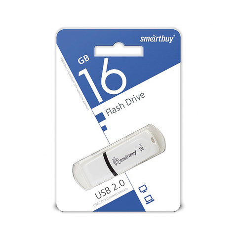 Флэш-диск 16 GB, SMARTBUY Paean, USB 2.0, белый