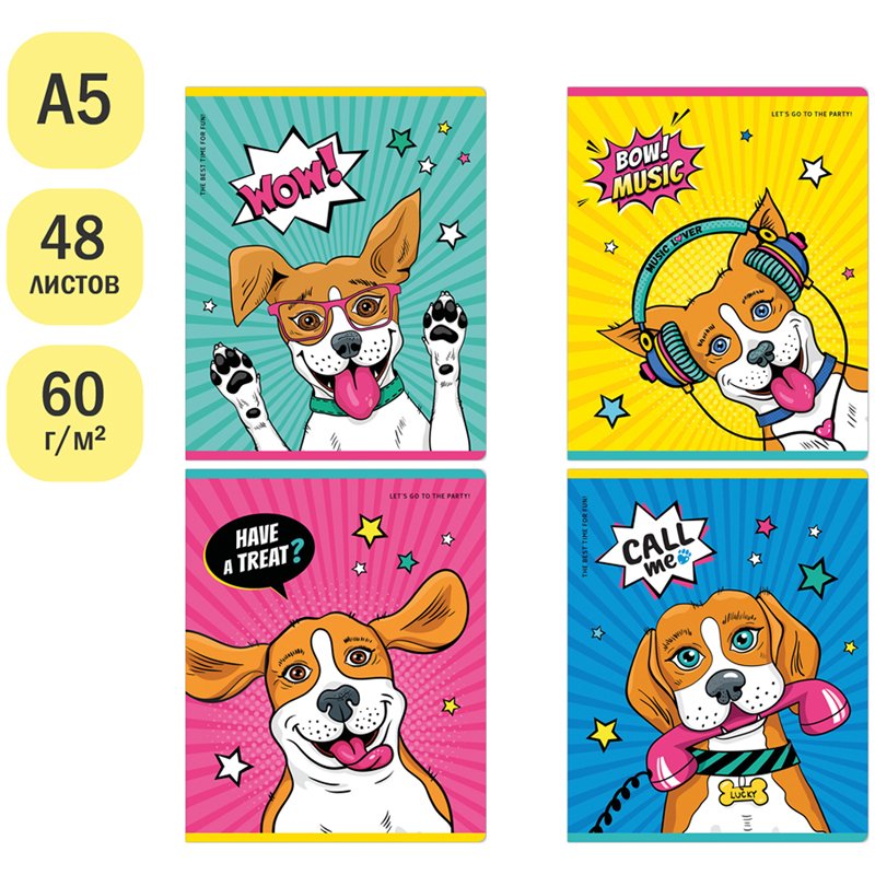 Тетрадь 48л., А5, клетка ArtSpace «Питомцы. Comic animals», эконом