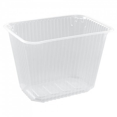 Одноразовый контейнер 2000 мл, КОМПЛЕКТ 100 шт., БЕЗ КРЫШКИ, 186×132 мм прозрачные, ПП, ЮПЛАСТ