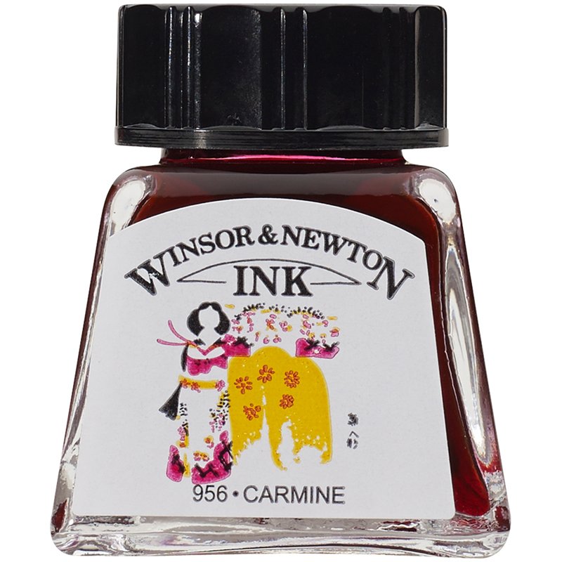 превью Тушь Winsor&Newton для рисования, карминный, флакон c пипеткой 14мл