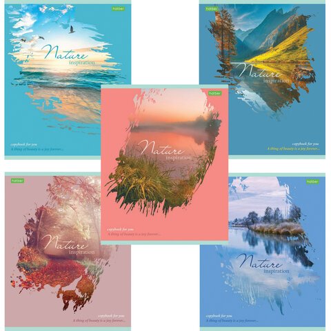 превью Тетрадь А5, 80 л., HATBER-ECO, скоба, клетка, обложка картон, «Nature»