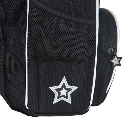 Ранец GRIZZLY анатомическая спинка, с мешком для обуви, для девочек, STARS, 33×25х13 см