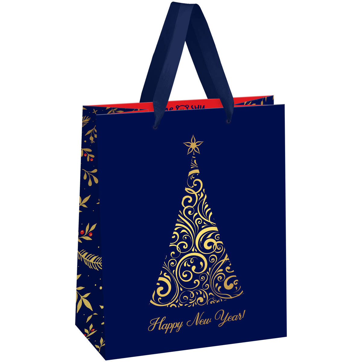 Пакет подарочный 18×23×10см MESHU «Christmas tree», фольга, матовая ламинация