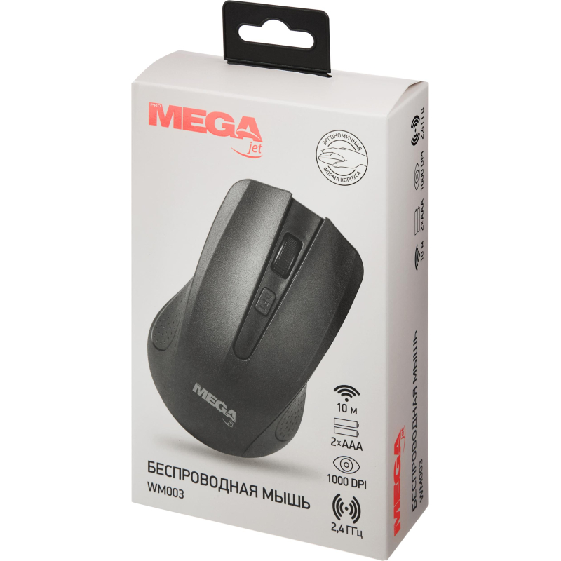 Мышь компьютерная ProMega jet WM003 USB WLS RT/2 ААА/dpi 1000/3 кн/черный