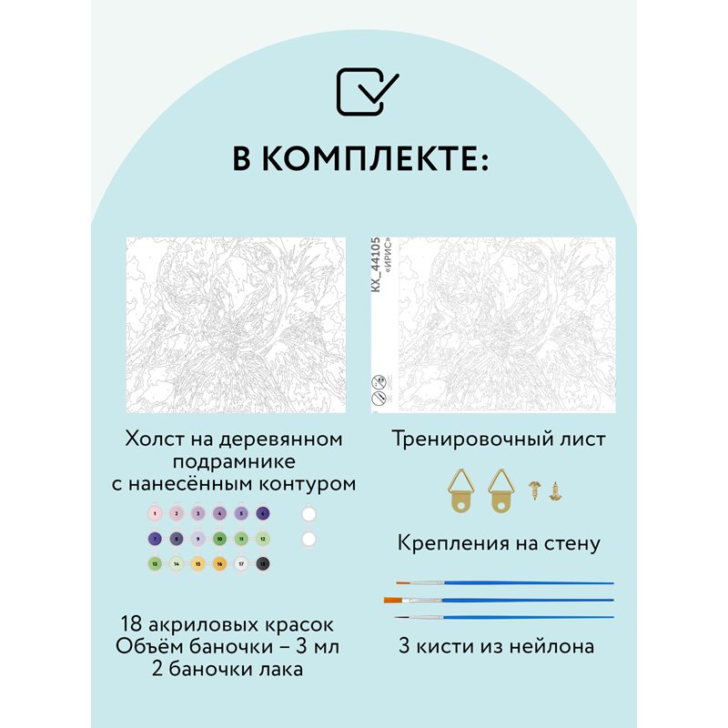 Картина по номерам на холсте ТРИ СОВЫ «Ирис», 30×40, с акриловыми красками и кистями