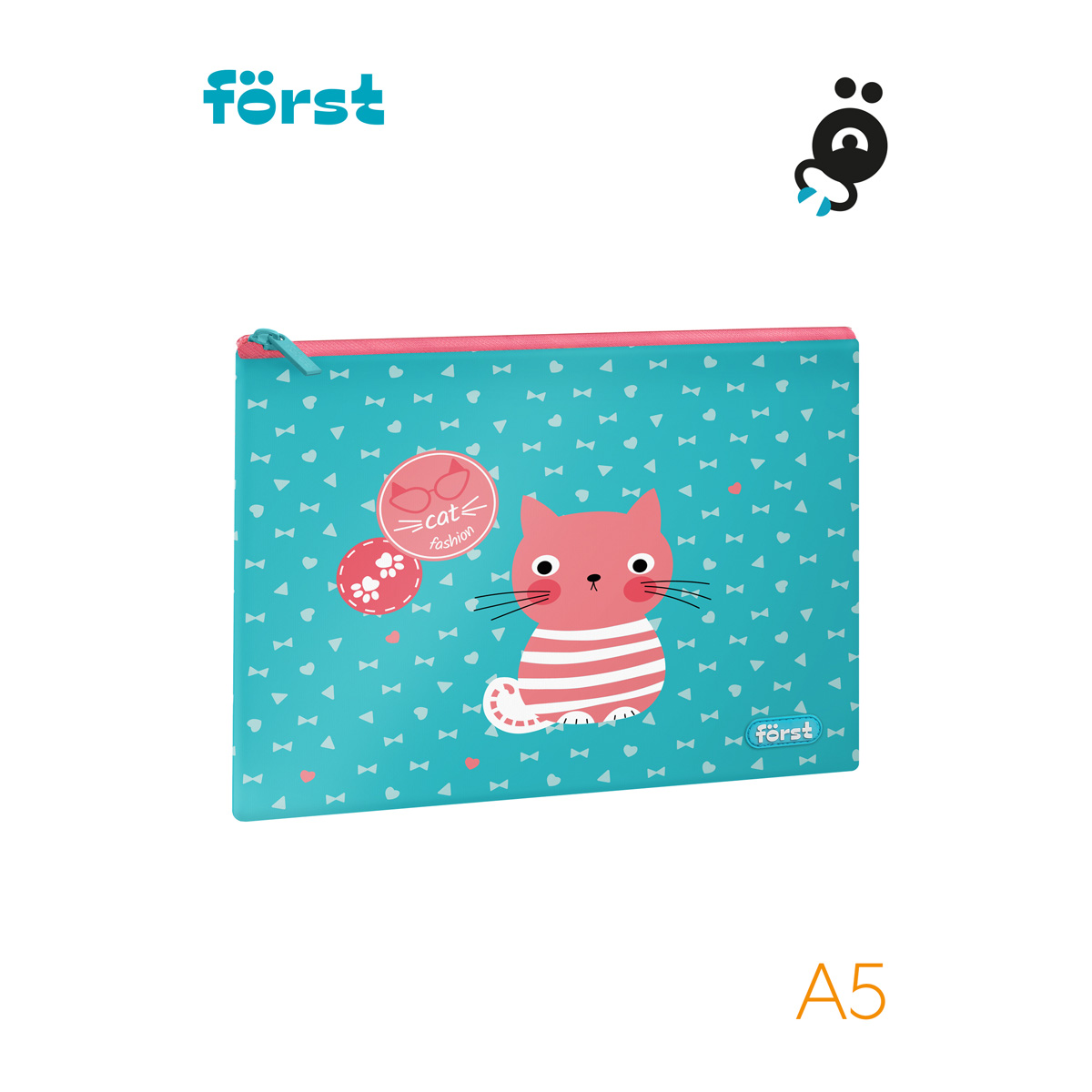Папка текстильная А5 Först «Orange cat», 255×205 мм, 1 отделение, полиэстер