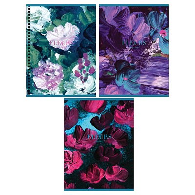 Тетрадь 80л., А5, клетка на гребне GreenwichLine «Blue flowers», глянцевая ламинация, 70г/м2