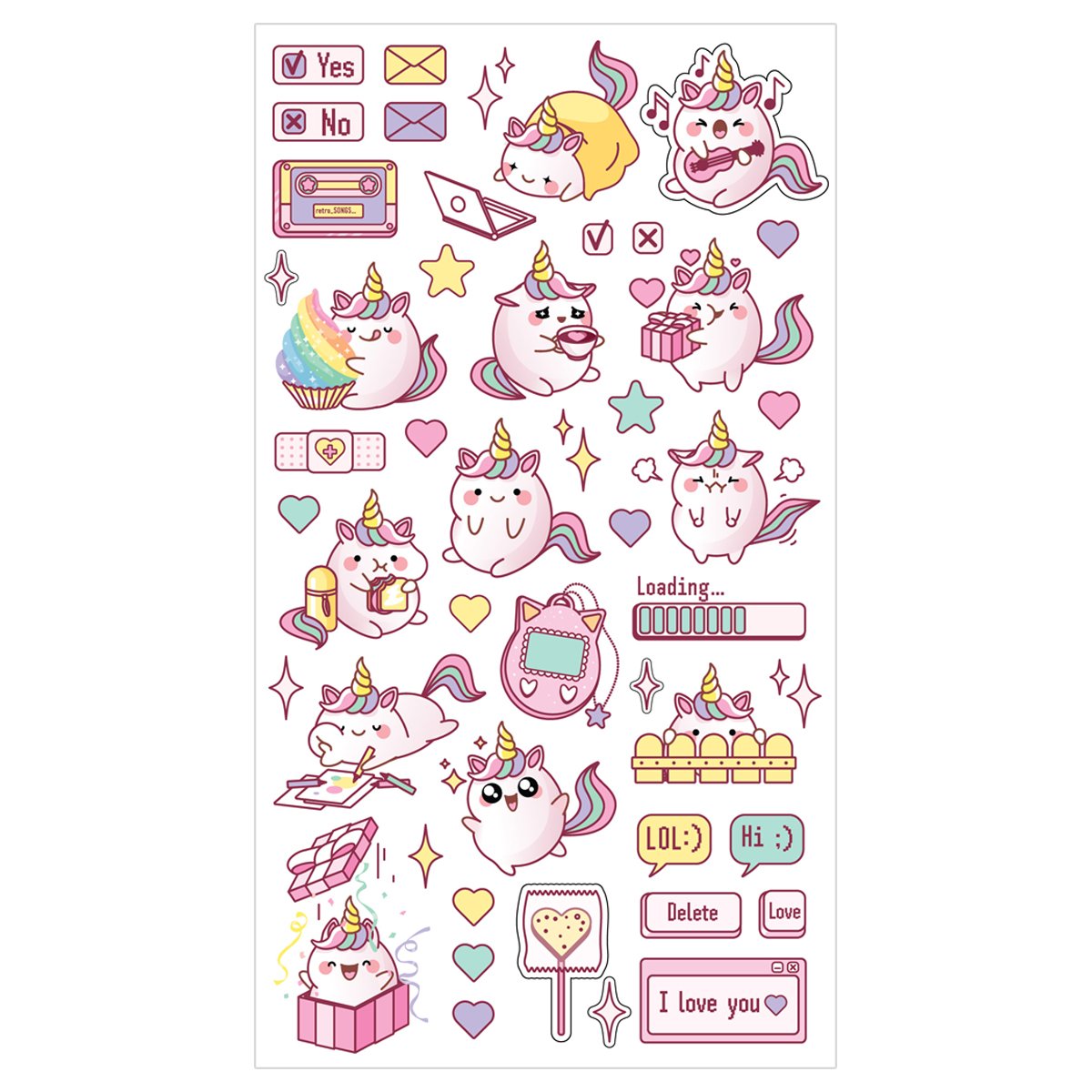 Наклейки объемные MESHU «Cute unicorn», 10×23см, пакет европодвес