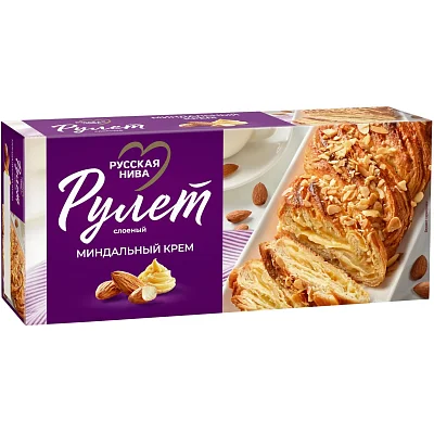 Рулет Русская Нива Твист Миндальный крем слоеный, 300г