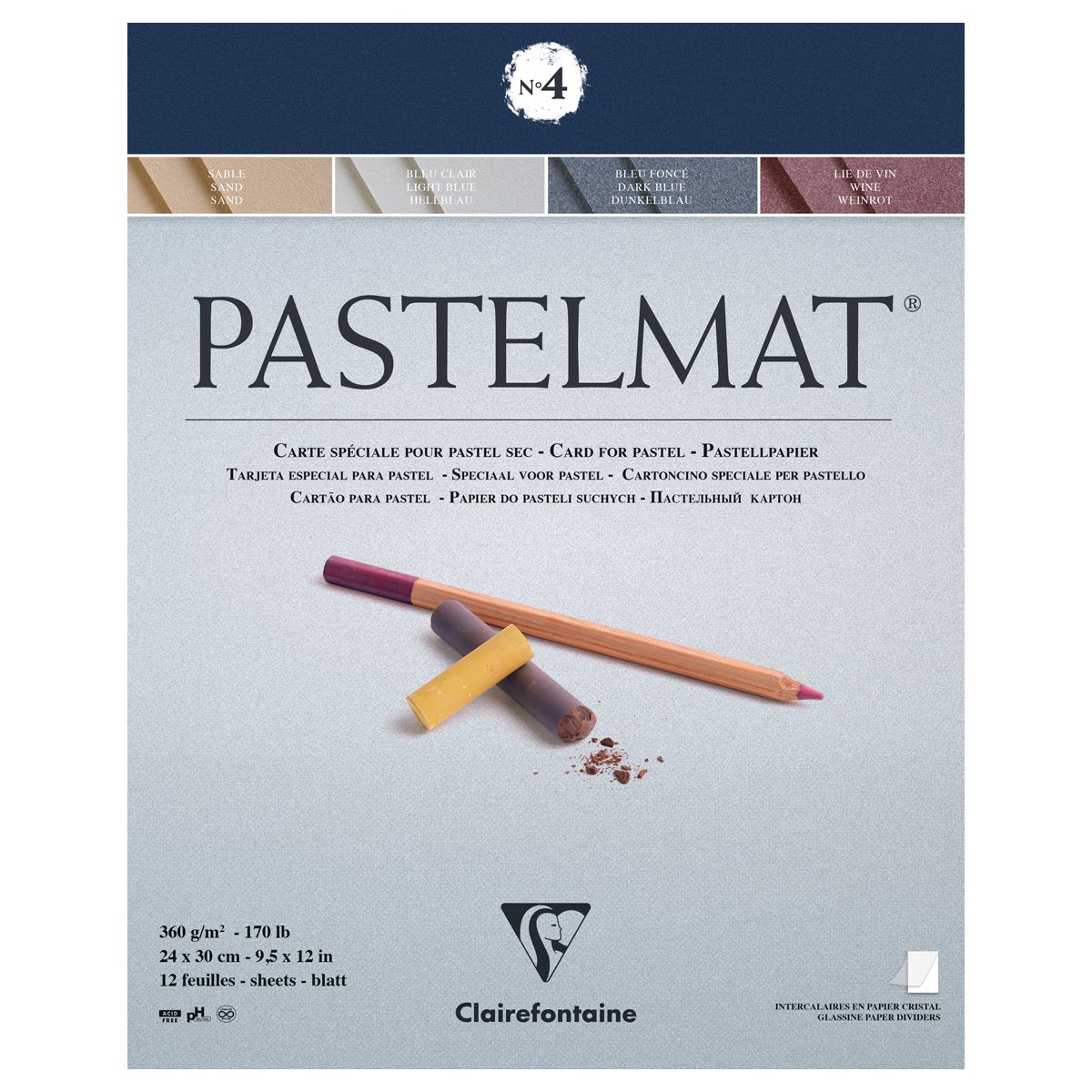 превью Альбом для пастели 12л. 240×300мм на склейке Clairefontaine «Pastelmat», 360г/м2, бархат, цв. блок
