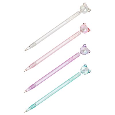 Ручка шариковая автоматическая MESHU «Cats» синяя, 0.7мм, корпус ассорти, с топпером