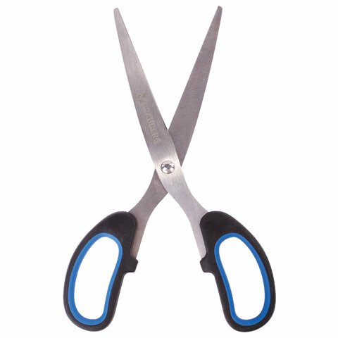 Ножницы BRAUBERG «Classic+», 185 мм, классической формы, резиновые вставки, черно-синие