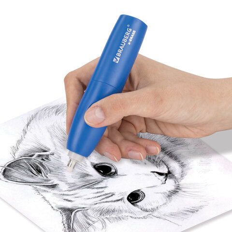 Ластик электрический BRAUBERG X-ERASE, питание от 2 батареек ААА, + 16 сменных ластиков