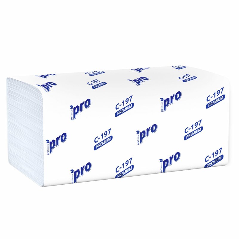 Полотенца бумажные листовые PROtissue H3 V-сложение (ZZ) 2-слойные белые 20 пачек по 200 листов (С 197)