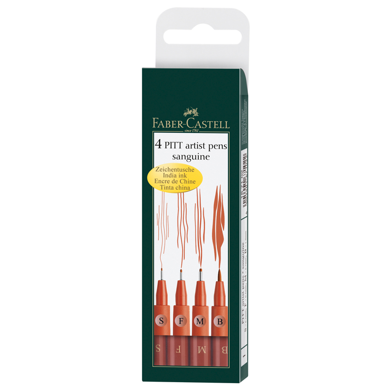 превью Набор капиллярных ручек Faber-Castell «Pitt Artist Pen» сангина, 4шт., 0.3/0.5/0.7мм/Brush, пласт. уп., европодвес