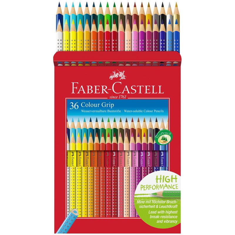 Карандаши цветные Faber-Castell «Grip», 36цв., трехгран., заточен., картон., европодвес