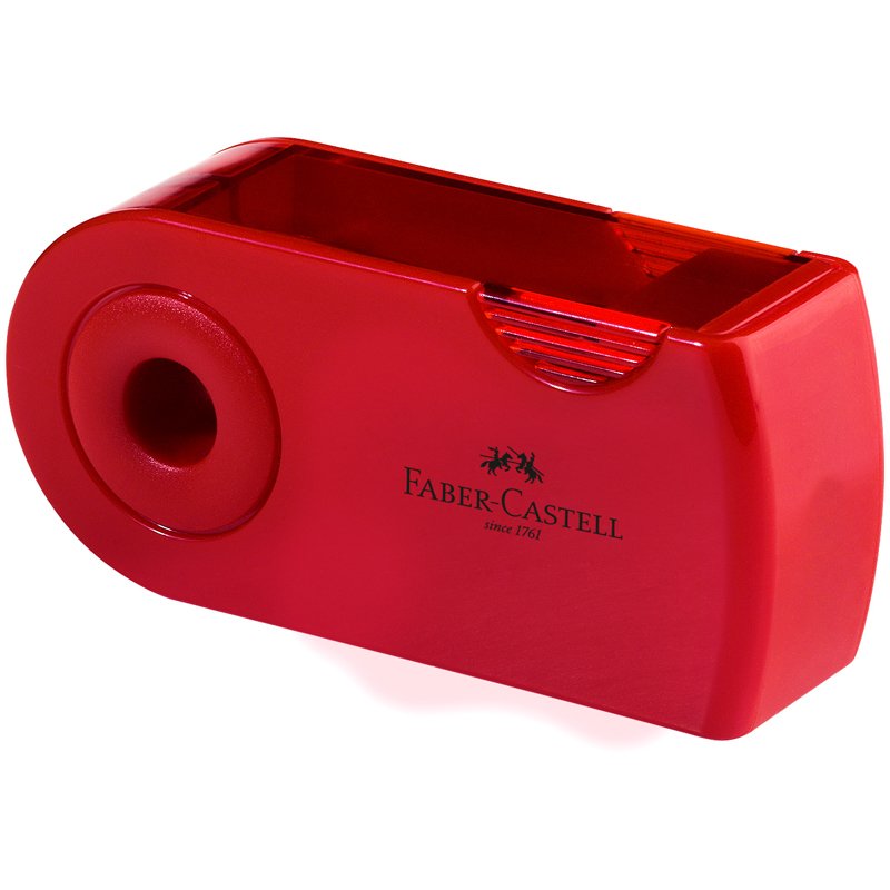 Точилка пластиковая Faber-Castell «Sleeve», 2 отверстия, контейнер, красная/синяя