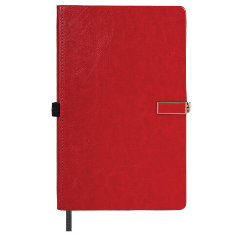 Скетчбук, слоновая кость 140 г/м2 130×210 мм, 80 л., КОЖЗАМ, застежка металл, BRAUBERG ART CLASSIC, «Inspiration», под кожу, красный