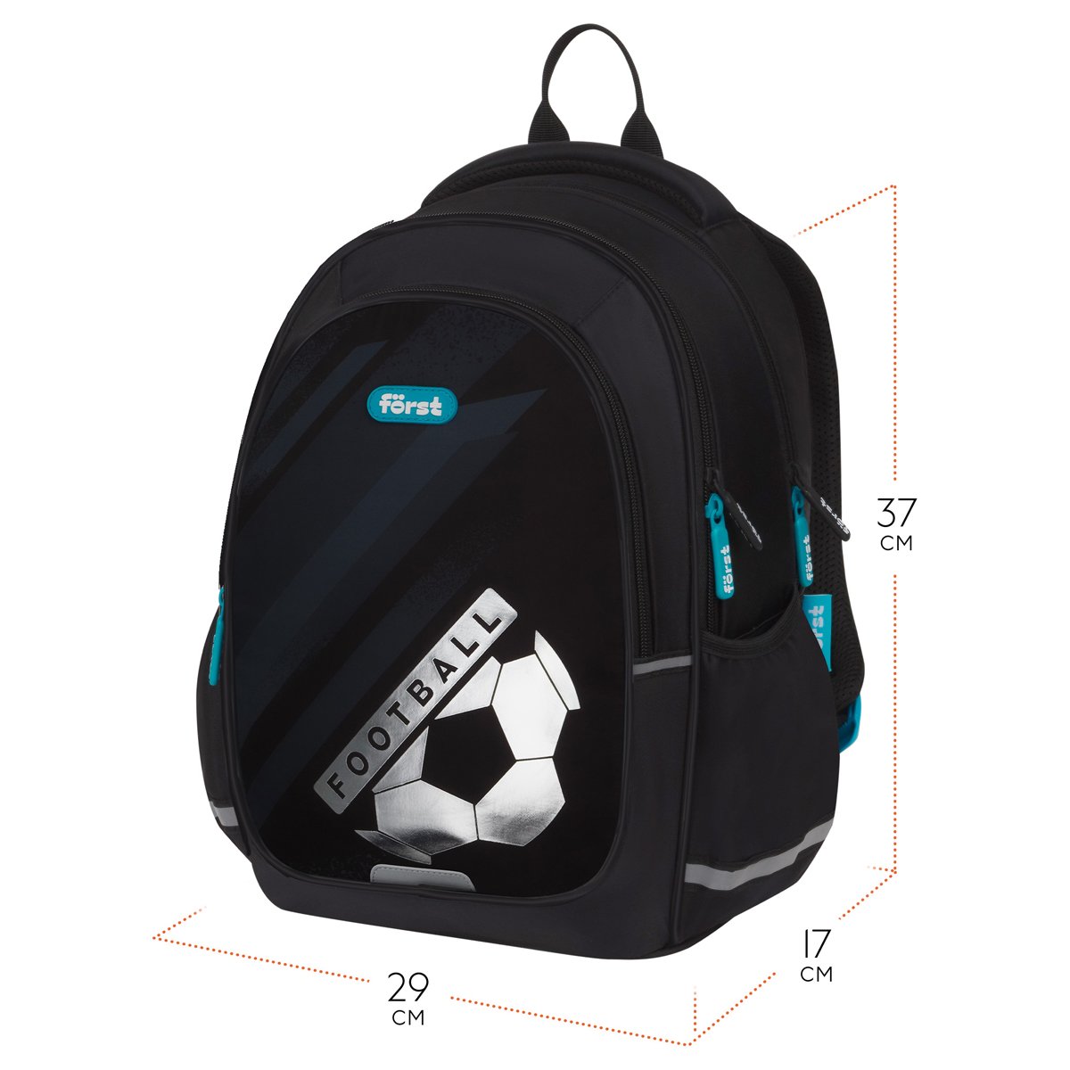 Рюкзак Först F-Cute «Football» 37×29×17см, 3 отделения, 2 кармана, анатомическая спинка