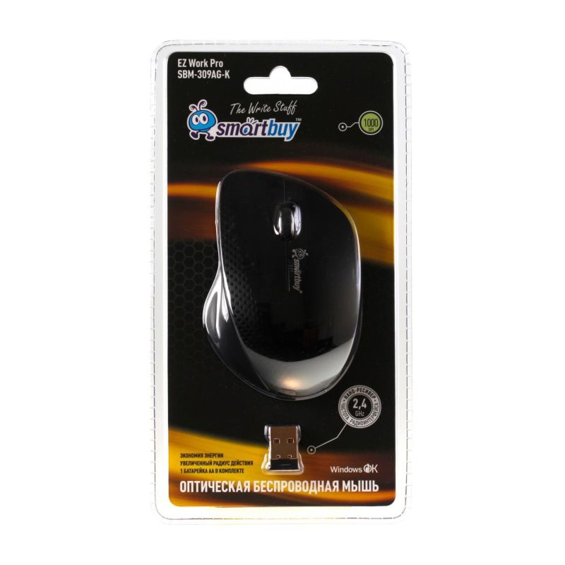 Мышь компьютерная Smartbuy 309AG WLS черная (SBM-309AG-K)/40
