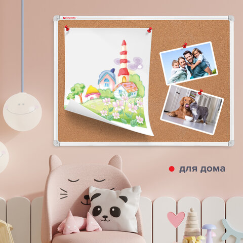 Доска пробковая 70×50 см, алюминиевая рамка, ГАРАНТИЯ 10 ЛЕТ, РОССИЯ, BRAUBERG