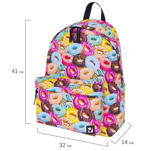 Рюкзак BRAUBERG, универсальный, сити-формат, «Donuts», 20 литров, 41×32х14 см